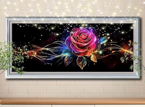 5D DIY Diamond Painting Kinder Klein Rote Rose,Landschaft,Diamant Painting Bilder 100x250cm,Mosaikherstellung Nach Zahlen Cross Stitch Malerei Set,Daiments Painting Erwachsene für Haus Decor 8Y-10980 von Reluehu