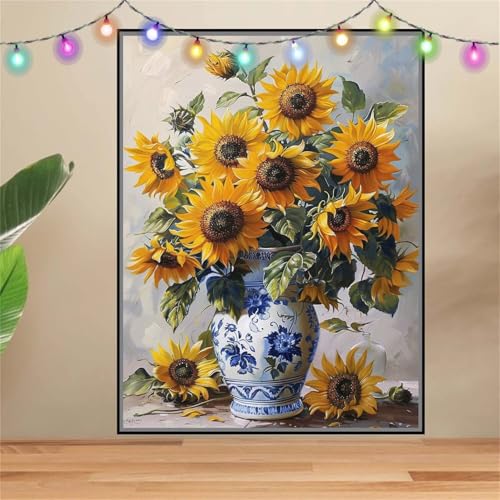5D DIY Diamond Painting Kinder Klein Sonnenblume,Blume,Diamant Painting Bilder 30x40cm,Mosaikherstellung Malen Nach Zahlen Cross Stitch Malerei Set,Daiments Painting Erwachsene für Wand Decor F8912 von Reluehu