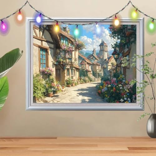 5D DIY Diamond Painting Kinder Klein Straße,Diamant Painting Bilder 80x107cm,Mosaikherstellung Nach Zahlen Cross Stitch Malerei Set,Landschaft Daiments Painting Erwachsene für Haus Dekoration 57H-3917 von Reluehu