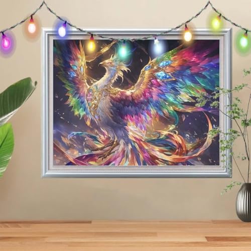 5D DIY Diamond Painting Kinder Klein Tier,Diamant Painting Bilder 60x80cm,Mosaikherstellung Malen Nach Zahlen Cross Stitch Malerei Set,Phönix Daiments Painting Erwachsene für Haus Dekoration 57H-5635 von Reluehu