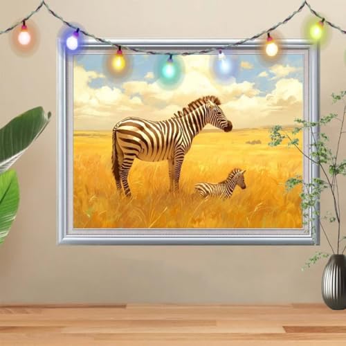 5D DIY Diamond Painting Kinder Klein Tier,Zebra,Diamant Painting Bilder 133x100cm,Mosaikherstellung Malen Nach Zahlen Cross Stitch Malerei Set,Daiments Painting Erwachsene für Haus Dekoration 56E-679 von Reluehu