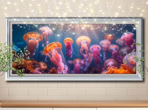 5D DIY Diamond Painting Kinder Landschaft,Qualle,Diamant Painting Bilder (100x250cm),Mosaikherstellung Nach Zahlen Cross Stitch Malerei Set,Daiments Painting Erwachsene für Haus Dekoration 8Y-10080 von Reluehu