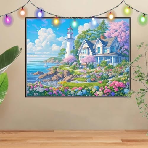 5D DIY Diamond Painting Kinder Leuchtturm,Landschaft,Diamant Painting Bilder 60x80cm,Mosaikherstellung Malen Nach Zahlen Cross Stitch Malerei Set,Daiments Painting Erwachsene für Wand Decor 4E-4435 5D DIY Diamond Painting Kinder Leuchtturm,Landschaft,Diamant Painting Bilder 60x80cm,Mosaikherstellung Malen Nach Zahlen Cross Stitch Malerei Set,Daiments Painting Erwachsene für Wand Decor 4E-4435 von Reluehu