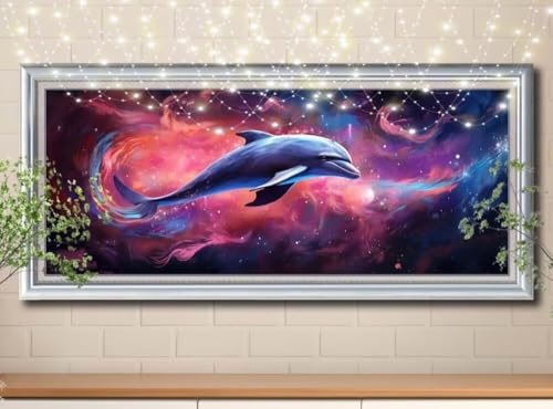 5D DIY Diamond Painting Kinder Meerdelfin,Sternenhimmel,Diamant Painting Bilder 100x250cm,Mosaikherstellung Nach Zahlen Cross Stitch Malerei Set,Daiments Painting Erwachsene für Haus Decor 8Y-10800 von Reluehu