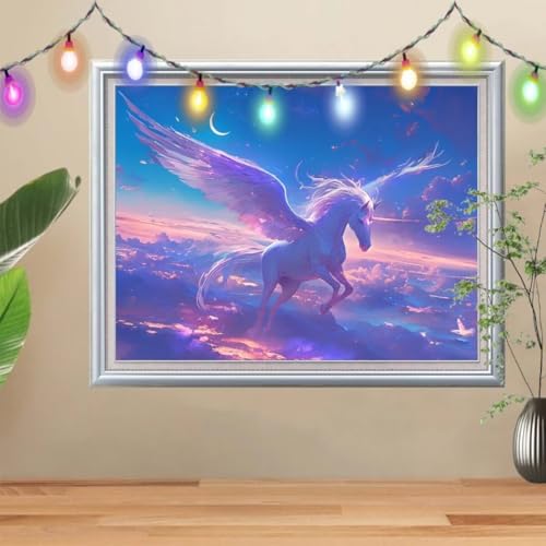 5D DIY Diamond Painting Kinder Mond, Diamant Painting Bilder (100x133cm), Mosaikherstellung Nach Zahlen Cross Stitch Malerei Set, Einhorn Daiments Painting Erwachsene für Haus Dekoration 57H-9639 von Reluehu
