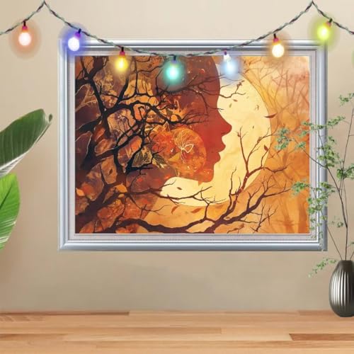 5D DIY Diamond Painting Kinder Mond,Baum der Weisheit,Diamant Painting Bilder 50x40cm,Mosaikherstellung Nach Zahlen Cross Stitch Malerei Set,Daiments Painting Erwachsene für Haus Dekoration 56E-9833 von Reluehu