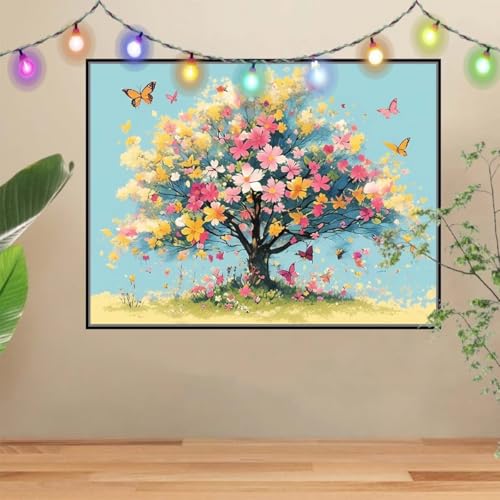 5D DIY Diamond Painting Kinder Schmetterling,Baum,Diamant Painting Bilder (90x120cm),Mosaikherstellung Malen Nach Zahlen Cross Stitch Malerei Set,Daiments Painting Erwachsene für Wand Decor 4E-8118 von Reluehu