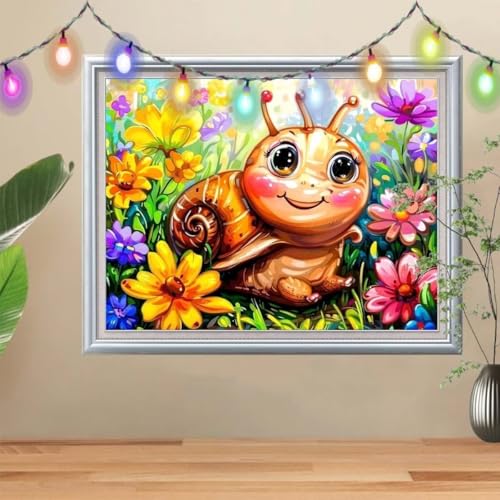 5D DIY Diamond Painting Kinder Schnecke,Diamant Painting Bilder 80x107cm,Mosaikherstellung Nach Zahlen Cross Stitch Malerei Set,Landschaft Daiments Painting Erwachsene für Haus Dekoration 57H-3597 von Reluehu