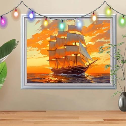 5D DIY Diamond Painting Kinder Sonnenuntergang,Diamant Painting Bilder 80x107cm,Mosaikherstellung Nach Zahlen Cross Stitch Malerei Set,Segelboot Daiments Painting Erwachsene für Haus Decor 57H-8637 5D DIY Diamond Painting Kinder Sonnenuntergang,Diamant Painting Bilder 80x107cm,Mosaikherstellung Nach Zahlen Cross Stitch Malerei Set,Segelboot Daiments Painting Erwachsene für Haus Decor 57H-8637 von Reluehu