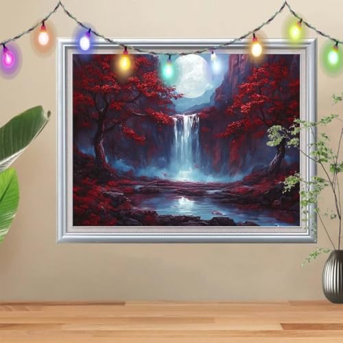 5D DIY Diamond Painting Kinder Wasserfall,Diamant Painting Bilder (70x90cm),Mosaikherstellung Nach Zahlen Cross Stitch Malerei Set,Mond Daiments Painting Erwachsene für Haus Dekoration 57H-3076 von Reluehu