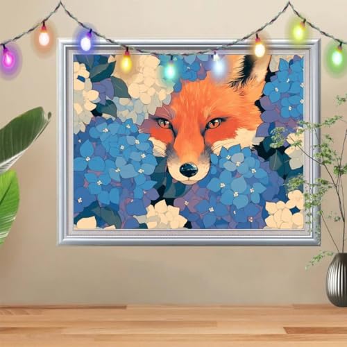 5D Diamond Painting, Blume Diamant Painting Bilder, Fuchs Mosaic Making für Kinder, DIY Diamond Painting Erwachsene groß (50x70cm), Cross Stitch Diamant Painting für Gift Home Wall Decor 57H-2164 von Reluehu