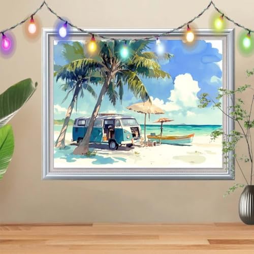 5D Diamond Painting,Auto Diamant Painting Bilder,Landschaft Mosaic Making für Kinder,DIY Diamond Painting Erwachsene groß (30x40cm),Cross Stitch Diamant Painting für Gift Home Wall Decor 57H-3082 von Reluehu
