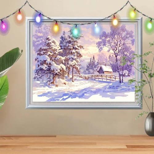 5D Diamond Painting,Brücke Diamant Painting Bilder,Schneelandschaft Mosaic Making für Kinder,DIY Diamond Painting Erwachsene groß 30x40cm,Cross Stitch Diamant Painting für Gift Home Decor 57H-3962 von Reluehu