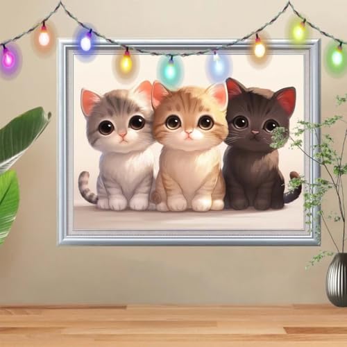 5D Diamond Painting,Cartoon Diamant Painting Bilder,Kätzchen Mosaic Making für Kinder,DIY Diamond Painting Erwachsene groß (70x90cm),Cross Stitch Diamant Painting für Gift Home Wall Decor 57H-2526 von Reluehu