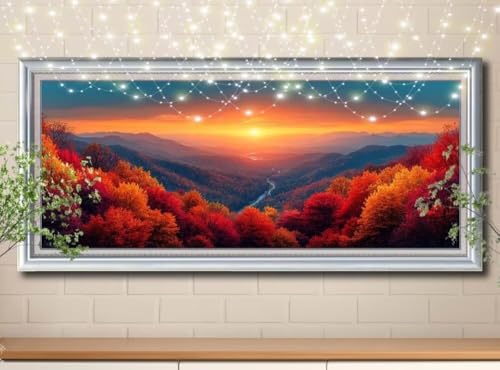 5D Diamond Painting,Diamant Painting Bilder Ahornbaum,Sonnenuntergang Mosaic Making für Kinder,DIY Diamond Painting Erwachsene groß (100x200cm),Cross Stitch Diamant Painting für Home Decor 8Y-10394 von Reluehu