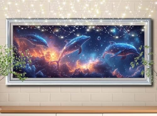 5D Diamond Painting,Diamant Painting Bilder Delfin,Sternenhimmel Full Mosaic Making für Kinder,DIY Diamond Painting Erwachsene groß (100x200cm),Cross Stitch Diamant Painting für Home Decor 8Y-10814 von Reluehu