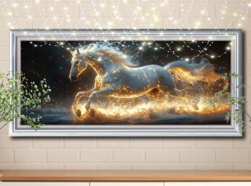 5D Diamond Painting,Diamant Painting Bilder Flamme,Pferd Full Mosaic Making für Kinder,DIY Diamond Painting Erwachsene groß (100x250cm),Cross Stitch Diamant Painting Bilder für Home Decor 8Y-11355 von Reluehu