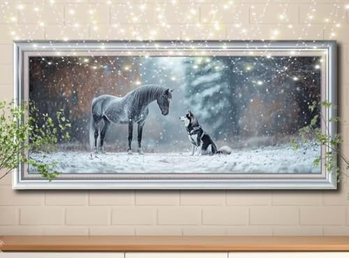 5D Diamond Painting,Diamant Painting Bilder Husky,Pferd Full Mosaic Making für Kinder,DIY Diamond Painting Erwachsene groß (100x200cm),Cross Stitch Diamant Painting Bilder für Home Decor 8Y-10574 von Reluehu