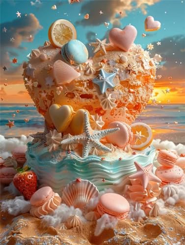 5D Diamond Painting,Diamant Painting Bilder Kuchen,Landschaft Full Mosaic Making für Kinder,DIY Diamond Painting Erwachsene groß (60x80cm),Cross Stitch Diamond Painting Bilder für Wall Decor C-1821 von Reluehu