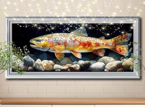 5D Diamond Painting,Diamant Painting Bilder Landschaft,Fisch Full Mosaic Making für Kinder,DIY Diamond Painting Erwachsene groß (100x200cm),Cross Stitch Diamant Painting für Home Decor 8Y-10274 von Reluehu