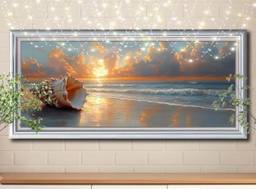 5D Diamond Painting,Diamant Painting Bilder Muschel,Meer Full Mosaic Making für Kinder,DIY Diamond Painting Erwachsene groß (100x200cm),Cross Stitch Diamant Painting Bilder für Home Decor 8Y-10694 von Reluehu