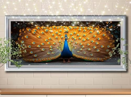5D Diamond Painting,Diamant Painting Bilder Pfau,Tier Full Mosaic Making für Kinder,DIY Diamond Painting Erwachsene groß (100x250cm),Cross Stitch Diamant Painting Bilder für Home Decor 8Y-11835 von Reluehu