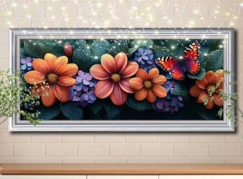 5D Diamond Painting,Diamant Painting Bilder Schmetterling,Chrysantheme Mosaic Making für Kinder,DIY Diamond Painting Erwachsene groß 100x250cm,Cross Stitch Diamant Painting für Home Decor 8Y-11115 von Reluehu