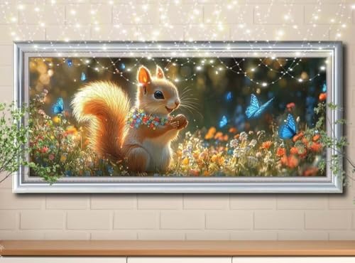 5D Diamond Painting,Diamant Painting Bilder Schmetterling,Eichhörnchen Mosaic Making für Kinder,DIY Diamond Painting Erwachsene groß 100x250cm,Cross Stitch Diamant Painting für Home Decor 8Y-11175 von Reluehu