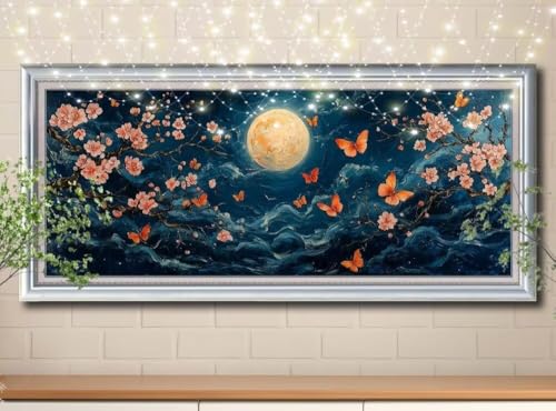 5D Diamond Painting,Diamant Painting Bilder Schmetterling Mond Full Mosaic Making für Kinder,DIY Diamond Painting Erwachsene groß (100x250cm),Cross Stitch Diamant Painting für Home Decor 8Y-11235 von Reluehu