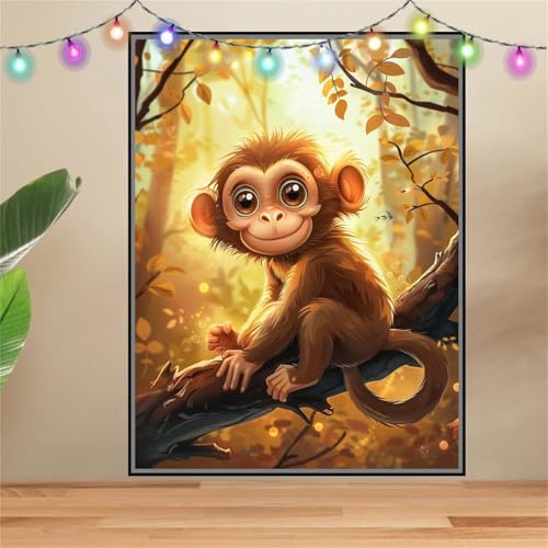 5D Diamond Painting,Diamant Painting Bilder Tiere,Affen Full Mosaic Making für Kinder,DIY Diamond Painting Erwachsene groß 30x40cm,Cross Stitch Diamond Painting Bilder für Gift Home Wall Decor F522 von Reluehu