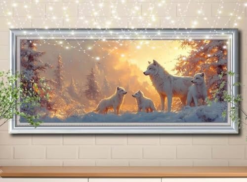 5D Diamond Painting,Diamant Painting Bilder Wolf,Wald Full Mosaic Making für Kinder,DIY Diamond Painting Erwachsene groß (100x250cm),Cross Stitch Diamant Painting Bilder für Home Decor 8Y-11955 von Reluehu