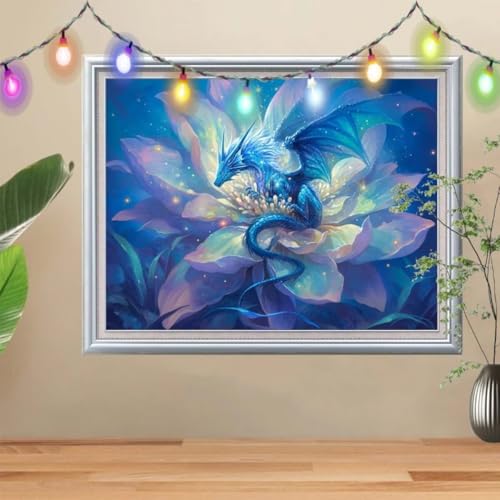 5D Diamond Painting,Drache Diamant Painting Bilder,Blume Mosaic Making für Kinder,DIY Diamond Painting Erwachsene groß (90x120cm),Cross Stitch Diamant Painting für Gift Home Wall Decor 57H-8928 von Reluehu