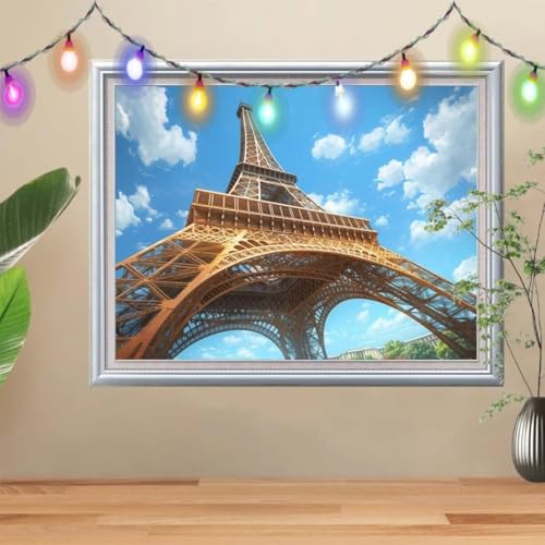 5D Diamond Painting,Eiffelturm Diamant Painting Bilder,Landschaft Mosaic Making für Kinder,DIY Diamond Painting Erwachsene groß (90x120cm),Cross Stitch Diamant Painting für Gift Home Decor 57H-8528 von Reluehu