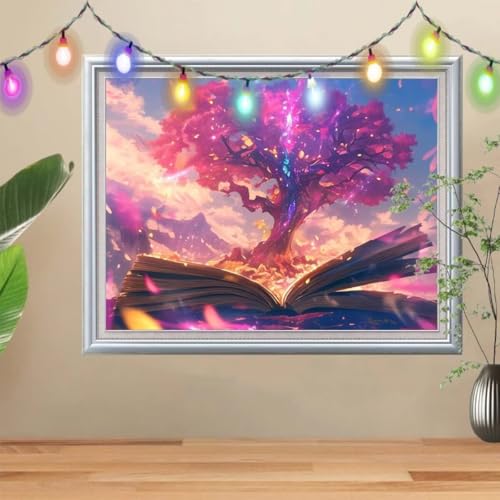 5D Diamond Painting,Lebensbaum Diamant Painting Bilder,Buch Mosaic Making für Kinder,DIY Diamond Painting Erwachsene groß (80x107cm),Cross Stitch Diamant Painting für Gift Home Wall Decor 57H-3207 von Reluehu