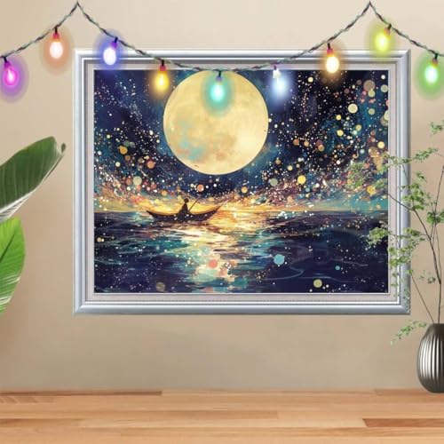 5D Diamond Painting,Mond Diamant Painting Bilder,Boot Full Mosaic Making für Kinder,DIY Diamond Painting Erwachsene groß 30x40cm,Cross Stitch Diamant Painting Bilder für Gift Home Wall Decor 57H-9762 5D Diamond Painting,Mond Diamant Painting Bilder,Boot Full Mosaic Making für Kinder,DIY Diamond Painting Erwachsene groß 30x40cm,Cross Stitch Diamant Painting Bilder für Gift Home Wall Decor 57H-9762 von Reluehu