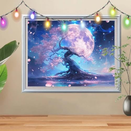 5D Diamond Painting,Mond Diamant Painting Bilder,Kirschblütenbaum Mosaic Making für Kinder,DIY Diamond Painting Erwachsene groß 30x40cm,Cross Stitch Diamant Painting für Gift Home Wall Decor 57H-9802 5D Diamond Painting,Mond Diamant Painting Bilder,Kirschblütenbaum Mosaic Making für Kinder,DIY Diamond Painting Erwachsene groß 30x40cm,Cross Stitch Diamant Painting für Gift Home Wall Decor 57H-9802 von Reluehu