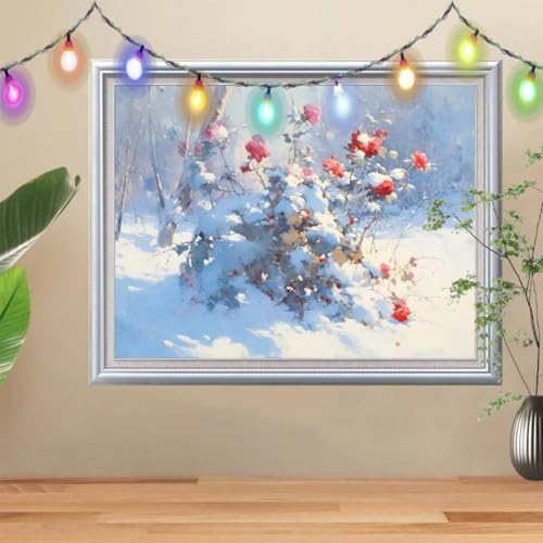 5D Diamond Painting,Schneelandschaft Diamant Painting Bilder,Rose Mosaic Making für Kinder,DIY Diamond Painting Erwachsene groß (90x120cm),Cross Stitch Diamant Painting für Gift Home Decor 57H-9248 von Reluehu
