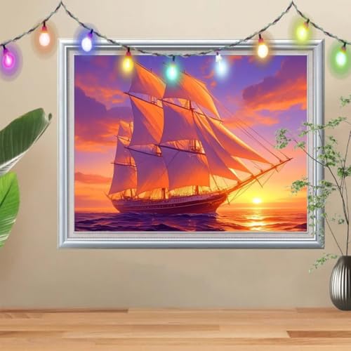 5D Diamond Painting,Sonnenuntergang Diamant Painting Bilder,Boot Mosaic Making für Kinder,DIY Diamond Painting Erwachsene groß 60x80cm,Cross Stitch Diamant Painting für Gift Home Wall Decor 57H-8605 5D Diamond Painting,Sonnenuntergang Diamant Painting Bilder,Boot Mosaic Making für Kinder,DIY Diamond Painting Erwachsene groß 60x80cm,Cross Stitch Diamant Painting für Gift Home Wall Decor 57H-8605 von Reluehu