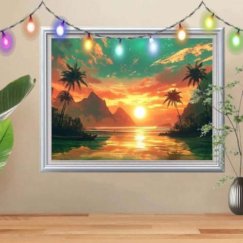 5D Diamond Painting,Sonnenuntergang Diamant Painting Bilder,Palme Mosaic Making für Kinder,DIY Diamond Painting Erwachsene groß 60x80cm,Cross Stitch Diamant Painting für Gift Home Wall Decor 57H-8725 5D Diamond Painting,Sonnenuntergang Diamant Painting Bilder,Palme Mosaic Making für Kinder,DIY Diamond Painting Erwachsene groß 60x80cm,Cross Stitch Diamant Painting für Gift Home Wall Decor 57H-8725 von Reluehu