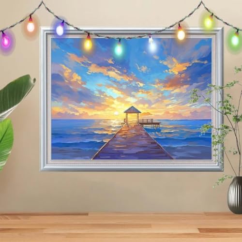 5D Diamond Painting,Sonnenuntergang Diamant Painting Bilder,Pier Mosaic Making für Kinder,DIY Diamond Painting Erwachsene groß 90x120cm,Cross Stitch Diamant Painting für Gift Home Wall Decor 57H-8688 5D Diamond Painting,Sonnenuntergang Diamant Painting Bilder,Pier Mosaic Making für Kinder,DIY Diamond Painting Erwachsene groß 90x120cm,Cross Stitch Diamant Painting für Gift Home Wall Decor 57H-8688 von Reluehu