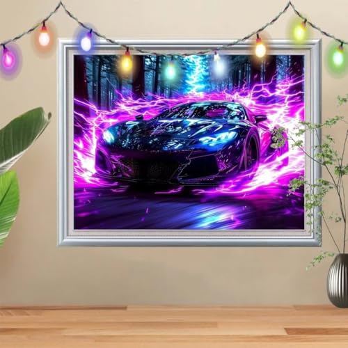 5D Diamond Painting,Sportwagen Diamant Painting Bilder,Wald Mosaic Making für Kinder,DIY Diamond Painting Erwachsene groß (70x90cm),Cross Stitch Diamant Painting für Gift Home Wall Decor 57H-8046 von Reluehu