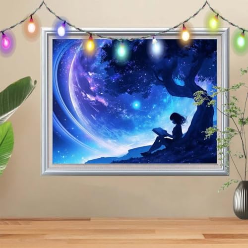 5D Diamond Painting,Sternenhimmel Diamant Painting Bilder,Mädchen Mosaic Making für Kinder,DIY Diamond Painting Erwachsene groß (80x107cm),Cross Stitch Diamant Painting für Gift Home Decor 57H-9127 von Reluehu