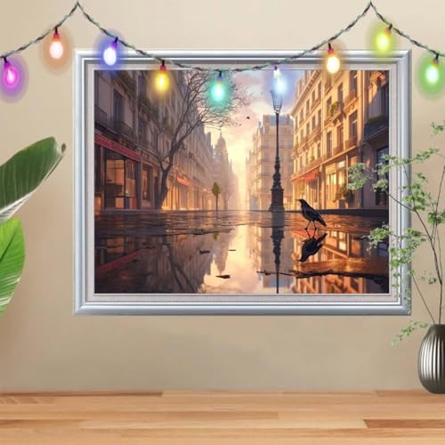 5D Diamond Painting,Straßen Diamant Painting Bilder,Landschaften Mosaic Making für Kinder,DIY Diamond Painting Erwachsene groß (120x160cm),Cross Stitch Diamant Painting für Gift Home Decor 57H-2410 von Reluehu