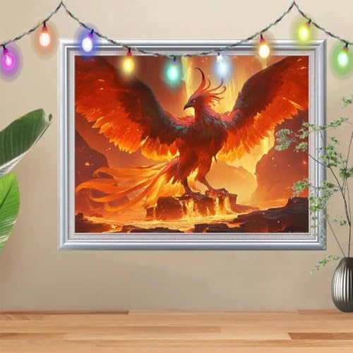 5D Diamond Painting,Vulkane Diamant Painting Bilder,Phönixe Mosaic Making für Kinder,DIY Diamond Painting Erwachsene groß (120x160cm),Cross Stitch Diamant Painting für Gift Home Wall Decor 57H-2330 von Reluehu