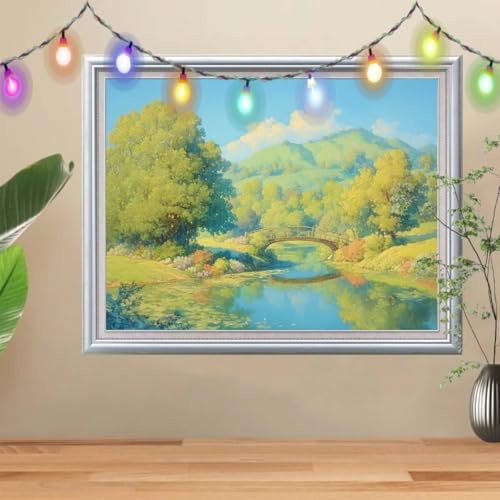 5D Diamond Painting Erwachsene Bach,DIY Baum Diamant Painting Bilder Kinder 70x90cm,Crystal Strass Stickerei Painting Diamant Malerei Kit,Diamant Crystal Arts Craft für Geschenk Wand Decor 57H-3896 von Reluehu