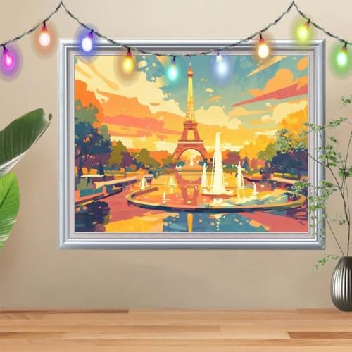 5D Diamond Painting Erwachsene Eiffelturm,DIY Brunnen Diamant Painting Bilder Kinder 40x50cm,Crystal Strass Stickerei Painting Diamant Malerei Kit,Diamant Crystal Arts Craft für Wand Decor 57H-8533 5D Diamond Painting Erwachsene Eiffelturm,DIY Brunnen Diamant Painting Bilder Kinder 40x50cm,Crystal Strass Stickerei Painting Diamant Malerei Kit,Diamant Crystal Arts Craft für Wand Decor 57H-8533 von Reluehu