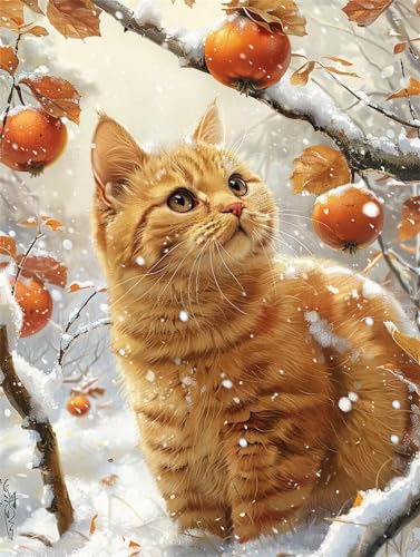 5D Diamond Painting Erwachsene Katze,Schneeszene,DIY Diamant Painting Bilder Kinder (25x33cm),Crystal Strass Stickerei Painting Diamant Malerei Kit,Diamant Crystal Arts Craft für Wand Decor C-829 von Reluehu