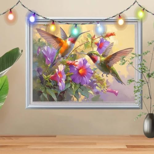 5D Diamond Painting Erwachsene Kolibri,Blume,DIY Diamant Painting Bilder Kinder (107x80cm),Crystal Strass Stickerei Painting Diamant Malerei Kit,Diamant Crystal Arts Craft für Wand Decor 56E-1617 von Reluehu