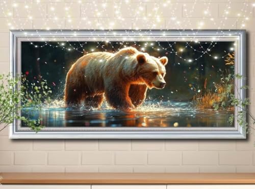 5D Diamond Painting Erwachsene Landschaft,Braunbär,DIY Diamant Painting Bilder Kinder (100x250cm),Crystal Strass Stickerei Diamant Malerei Kit,Diamant Crystal Arts Craft für Wand Decor 8Y-10350 von Reluehu