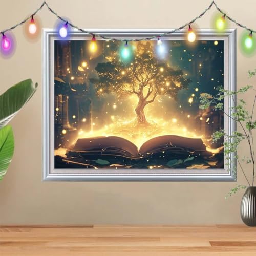 5D Diamond Painting Erwachsene Lebensbaum,DIY Landschaft Diamant Painting Bilder Kinder (100x133cm),Crystal Strass Stickerei Painting Diamant Malerei Kit,Diamant Arts Craft für Wand Decor 57H-8219 von Reluehu